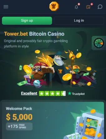 Tower.bet Casino No Deposit Homepage