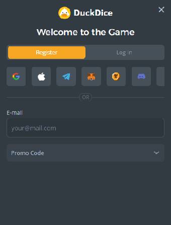 DuckDice Casino Registration Form