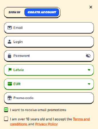 GambleZen Casino Registration Form