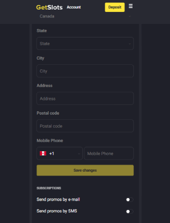 GetSlots Casino Personal Data