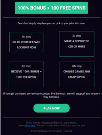 Betzard Casino Free Spins Email