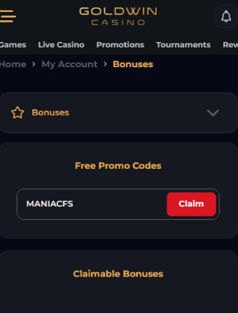 Goldwin Casino No Deposit Bonus 4