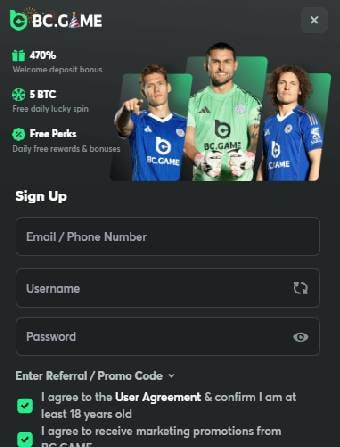 BC.Game Casino Registration Page