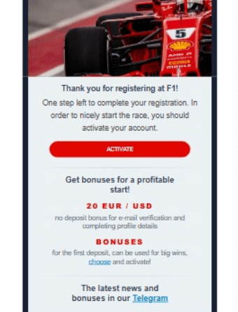 F1 Casino No Deposit Bonus 4