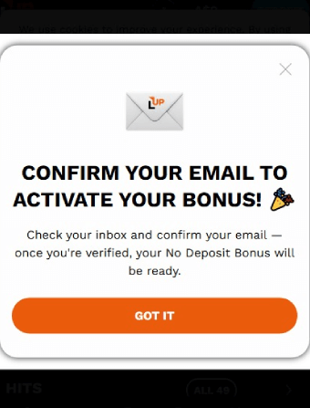 LevelUp Casino No Deposit Bonus Email