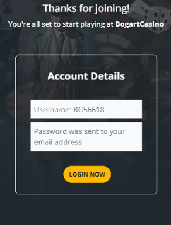 Bogart Casino Account Details