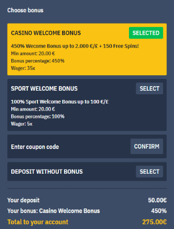 Callmebet deposit