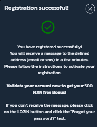 Gana777 Casino Registration complete 