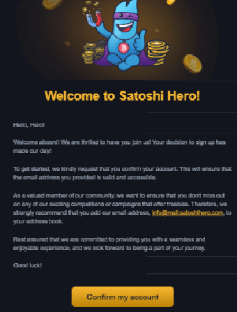 Satoshi Hero Casino Email Activation