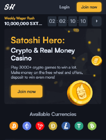 Satoshi Hero Casino Main Page