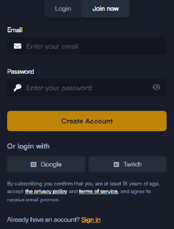 Satoshi Hero Casino Registration Form