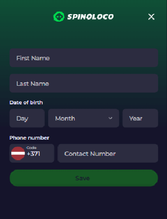 Spinoloco Casino registration interface