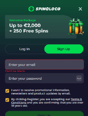 Spinlogo Casino Registration Form