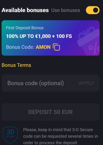 Amonbet Casino Welcome Bonus 4