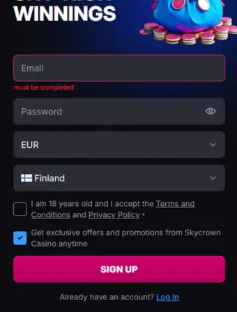 SkyCrown Casino No Deposit Sign Up
