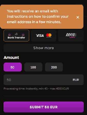 CrownGold Casino Email Verification