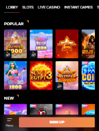 Gizbo Casino Main Page