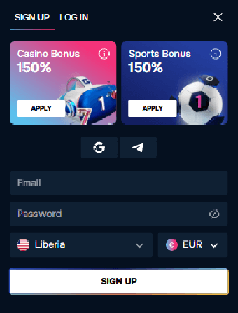Gizbo Casino Registration Form