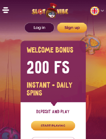 SlotVibe Casino Home Page