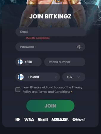 Bitkingz Casino No Deposit Registration
