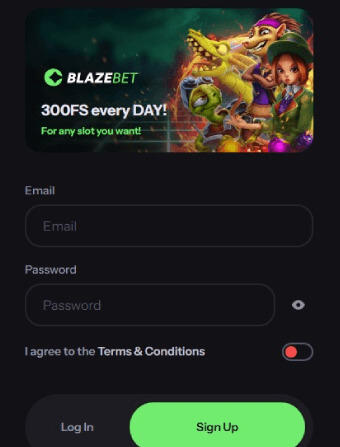 Blazebet No Deposit Bonus Registration Page