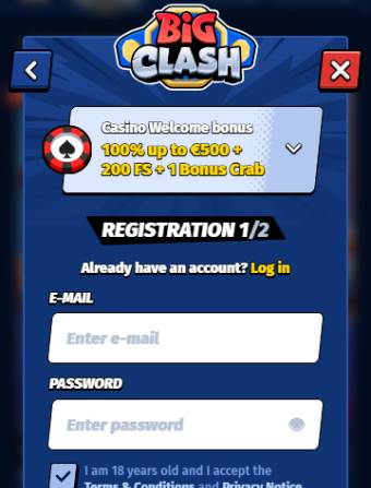 BigClash Casino Registration