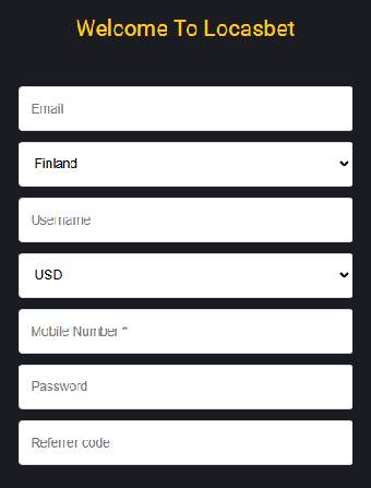 Locasbet Casino Registration Form