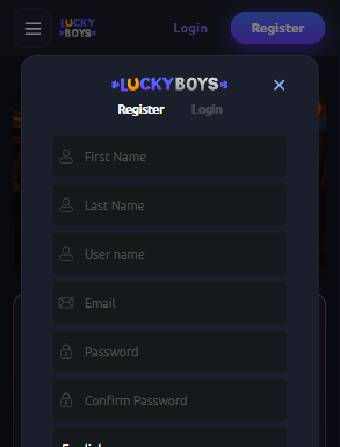 LuckyBoys Casino Registration Form