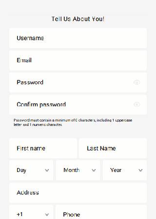 RANT Casino Registering Form