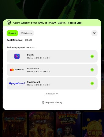 Spinit Casino First deposit