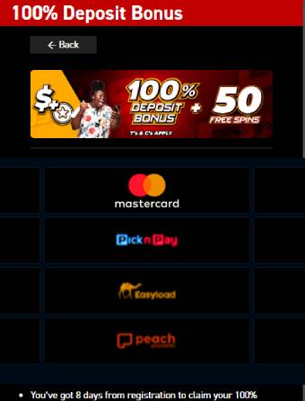 Tic Tac Bet Payment methods