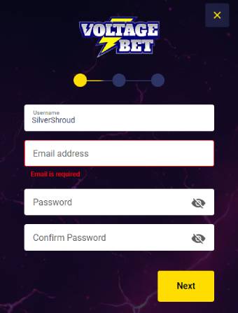 Voltage Bet Casino Register