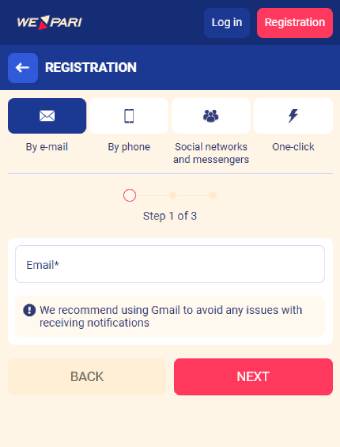 WePari Casino registration