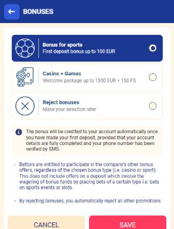 WePari Casino bonus choice
