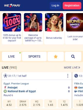 WePari Casino main page