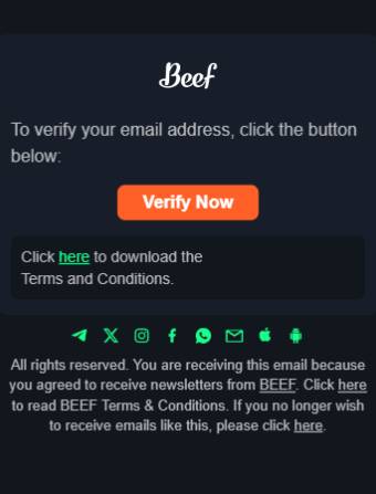 Beef Casino Email Verification