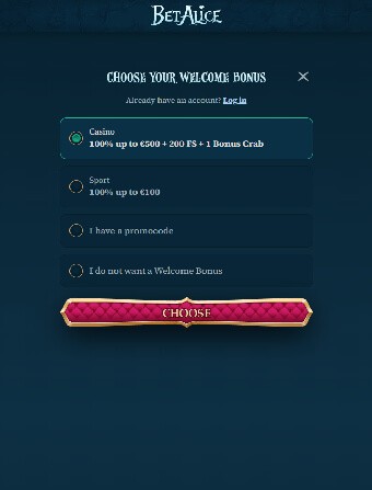 BetAlice Casino Bonus