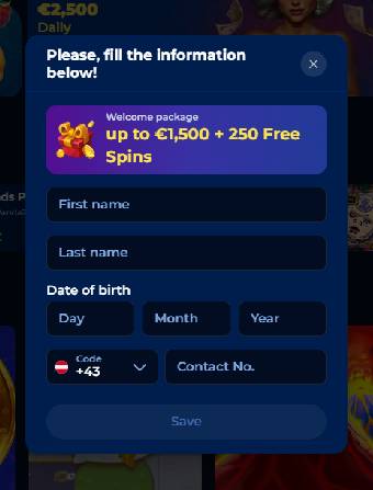 Billionair Spin Casino Personal Data