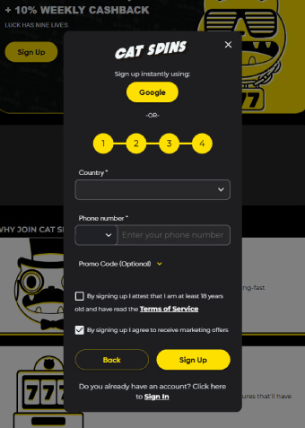 Cat Spins Casino Contact information