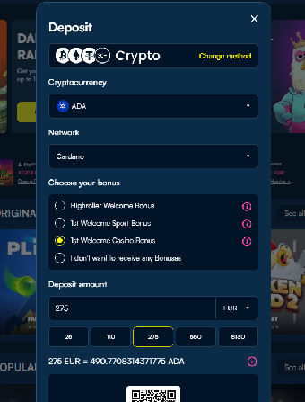 FanoBet Casino Deposit