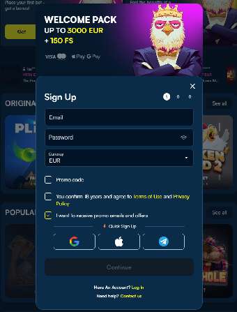 FanoBet Casino Registration