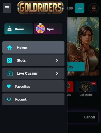 GoldRiders Casino Menu