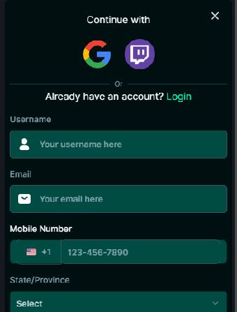Punt Casino Registration Form
