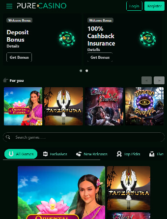 Pure Casino Main Page
