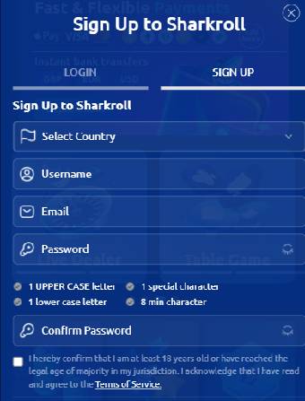 Sharkroll Casino Registration Process