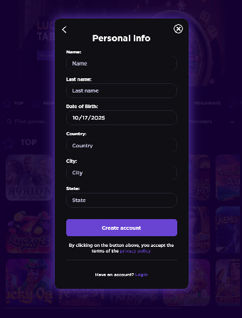 Slotage Casino Personal Info 