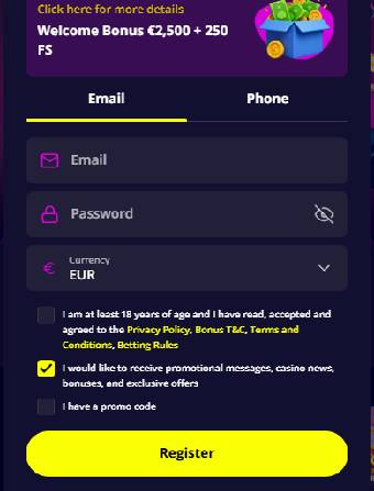 Slotoro Casino Registration Form