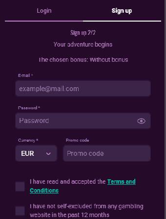 TheStakeHouse Casino Registration Form