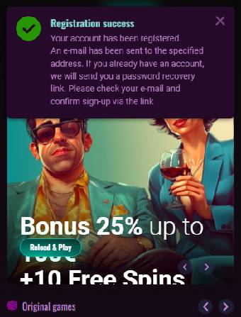 TheStakeHouse Casino Registration Success