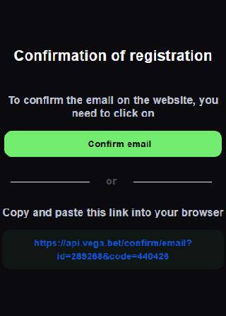 Vega Bet Casino Email Confirmation